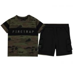 Firetrap Camo T-Shirt and Shorts Set Baby Boys